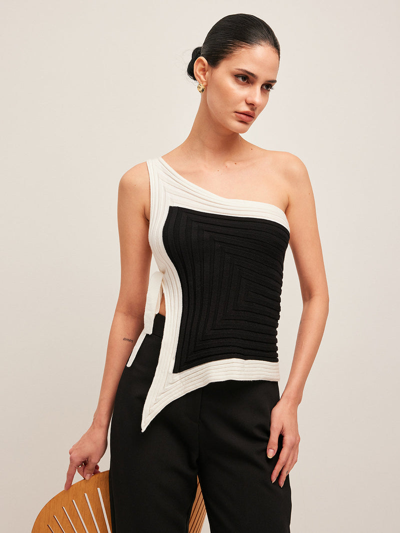 Genevieve Women's Asymmetric Top - fabric and finish detail