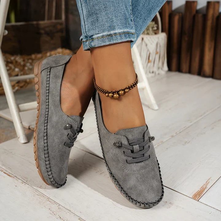 Maren Women's Suede Loafers - fabric and finish detail