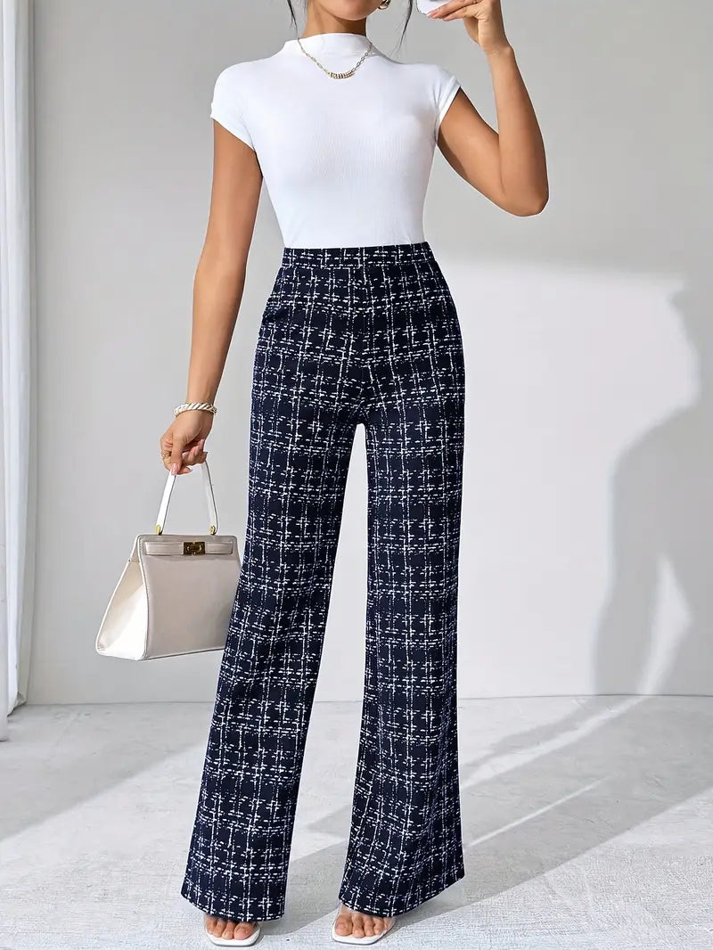 Nadia Women's Plaid Flare Pant - styled view