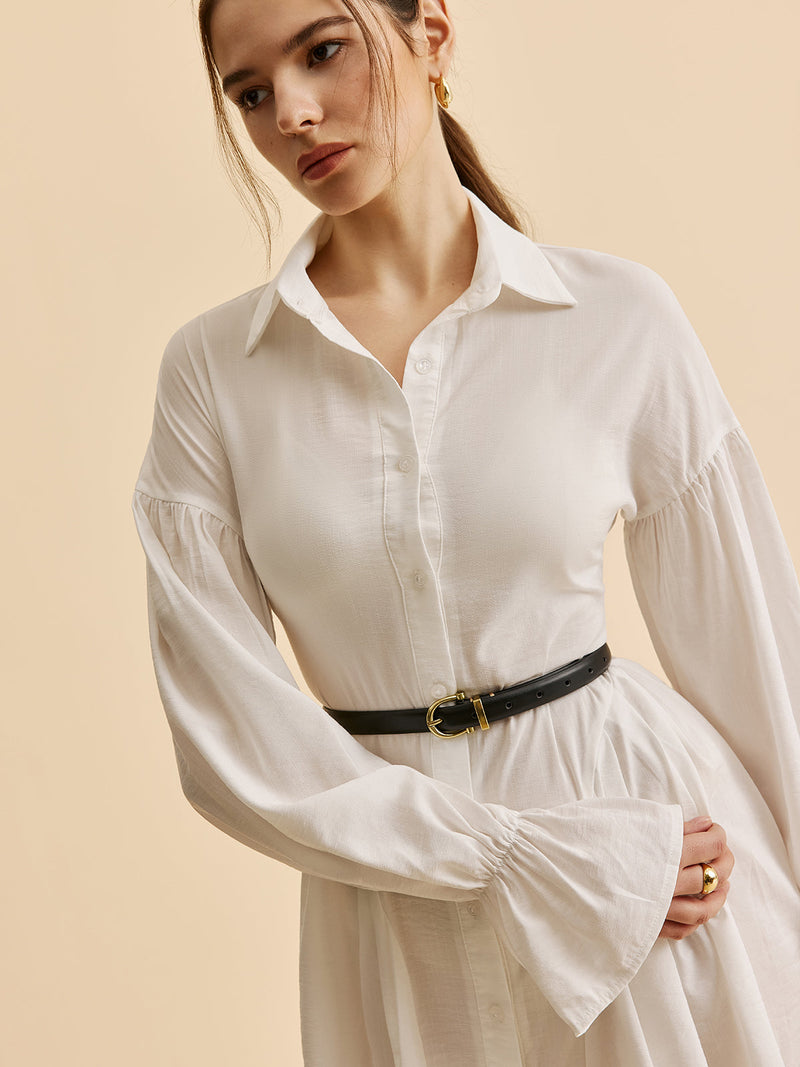 Sophie Women's Pleated Shirt Dress - full-length view