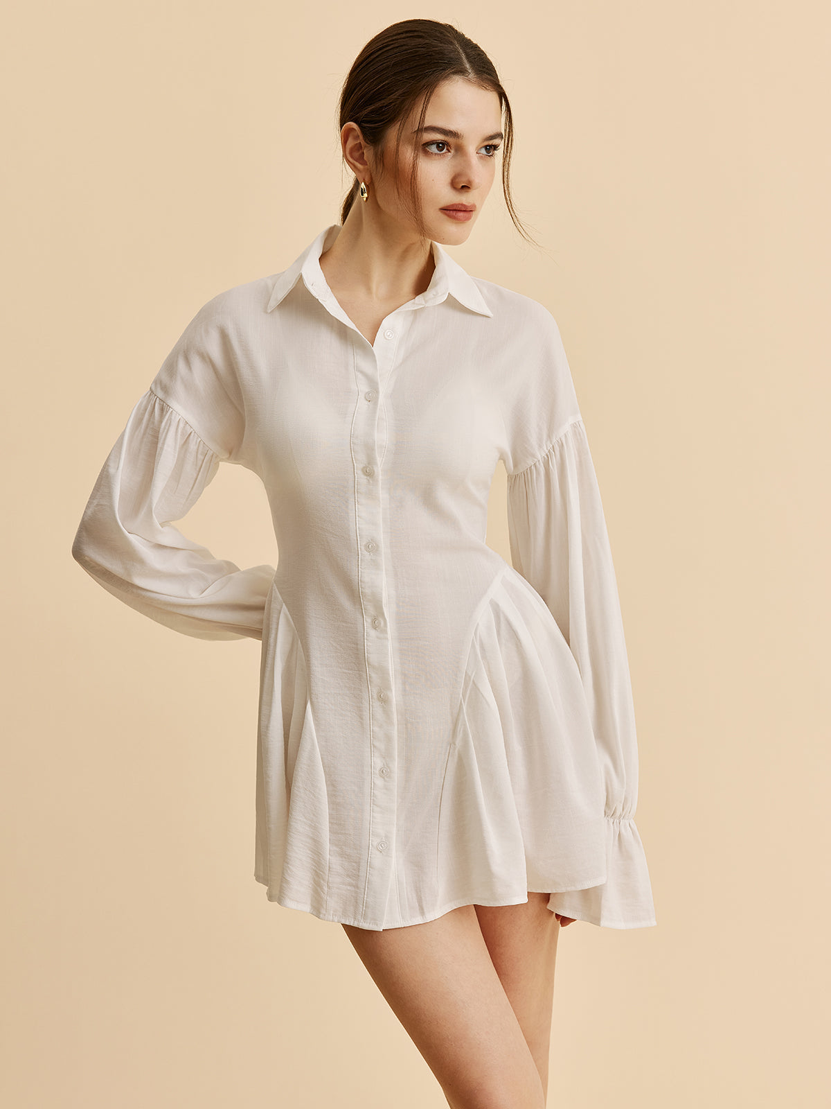 Sophie Women's Pleated Shirt Dress - close-up detail