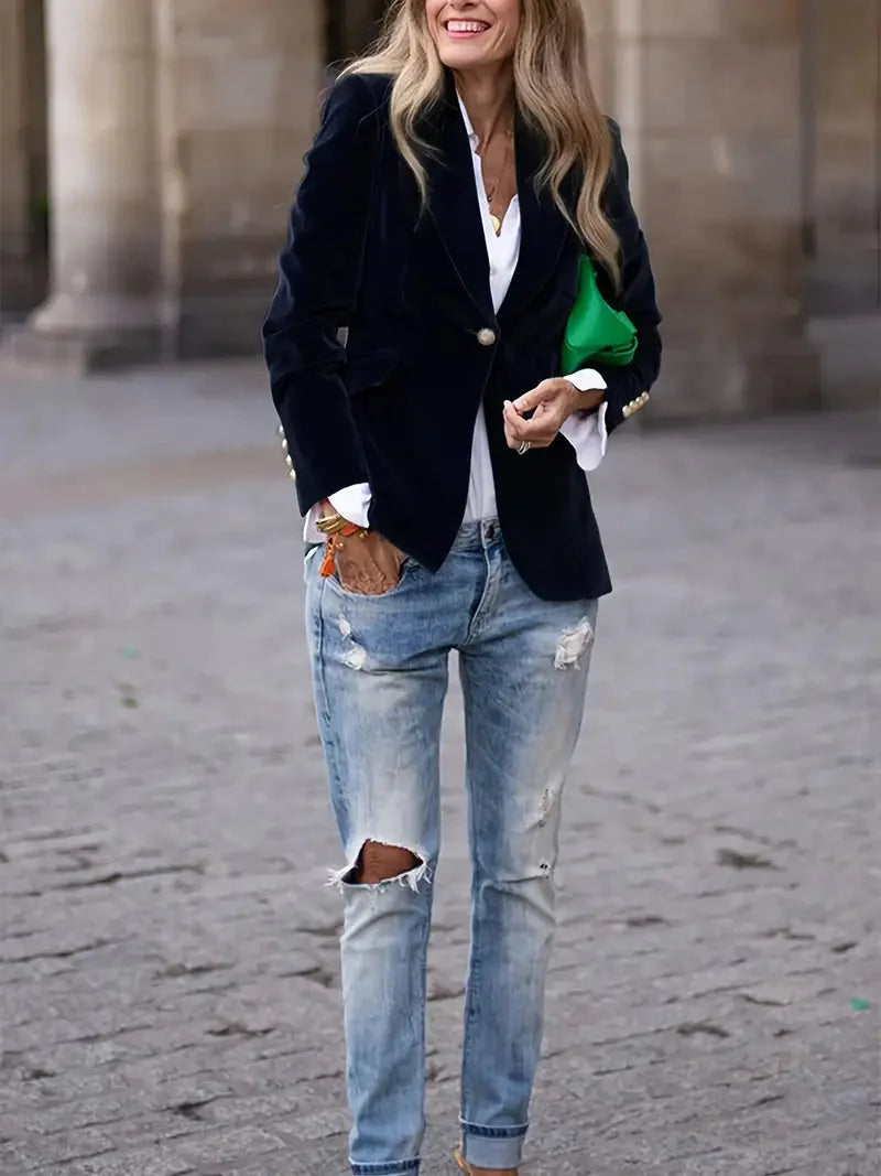 Camille Women's Blazer - fabric and finish detail