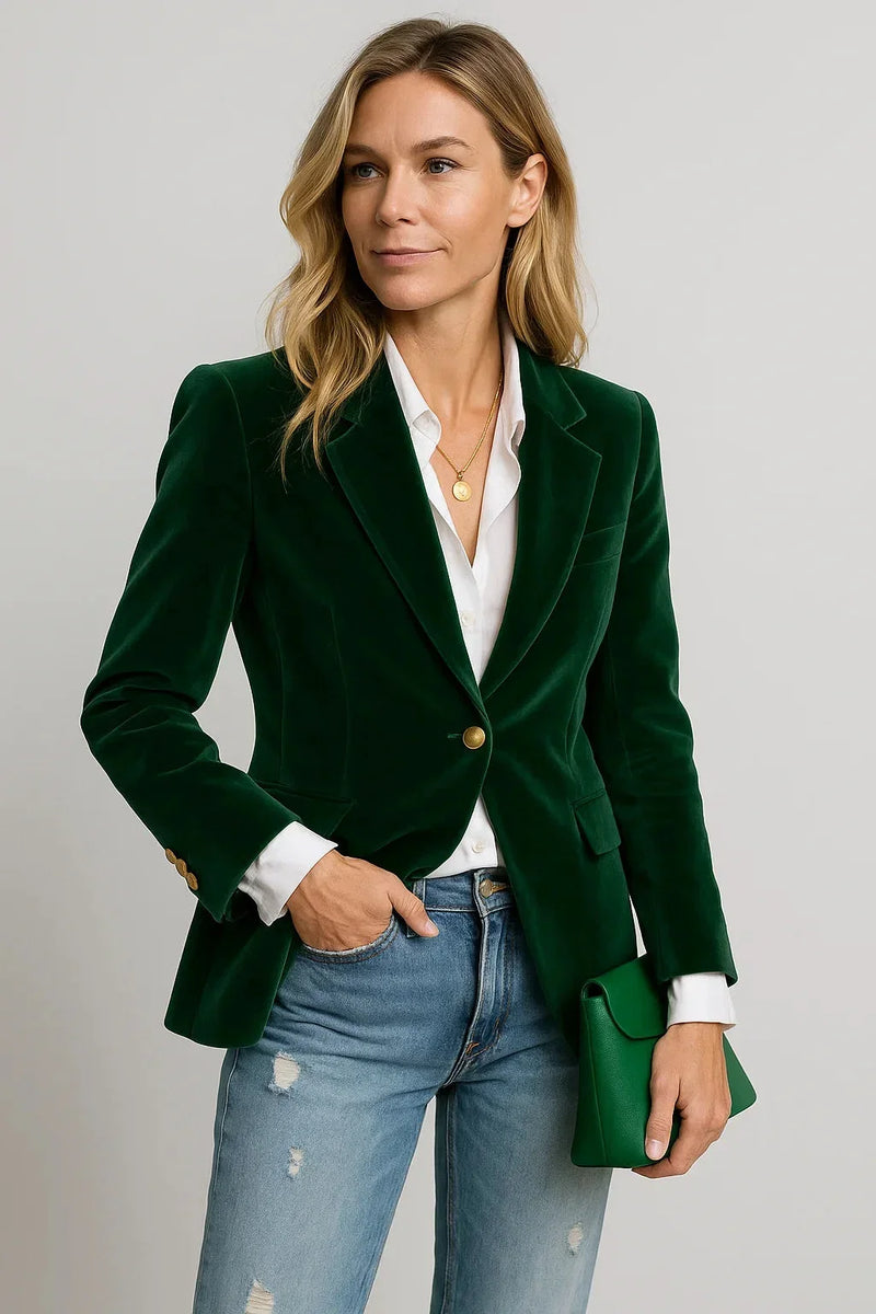 Talia Women's Blazer | Fitted, Velvet, Button