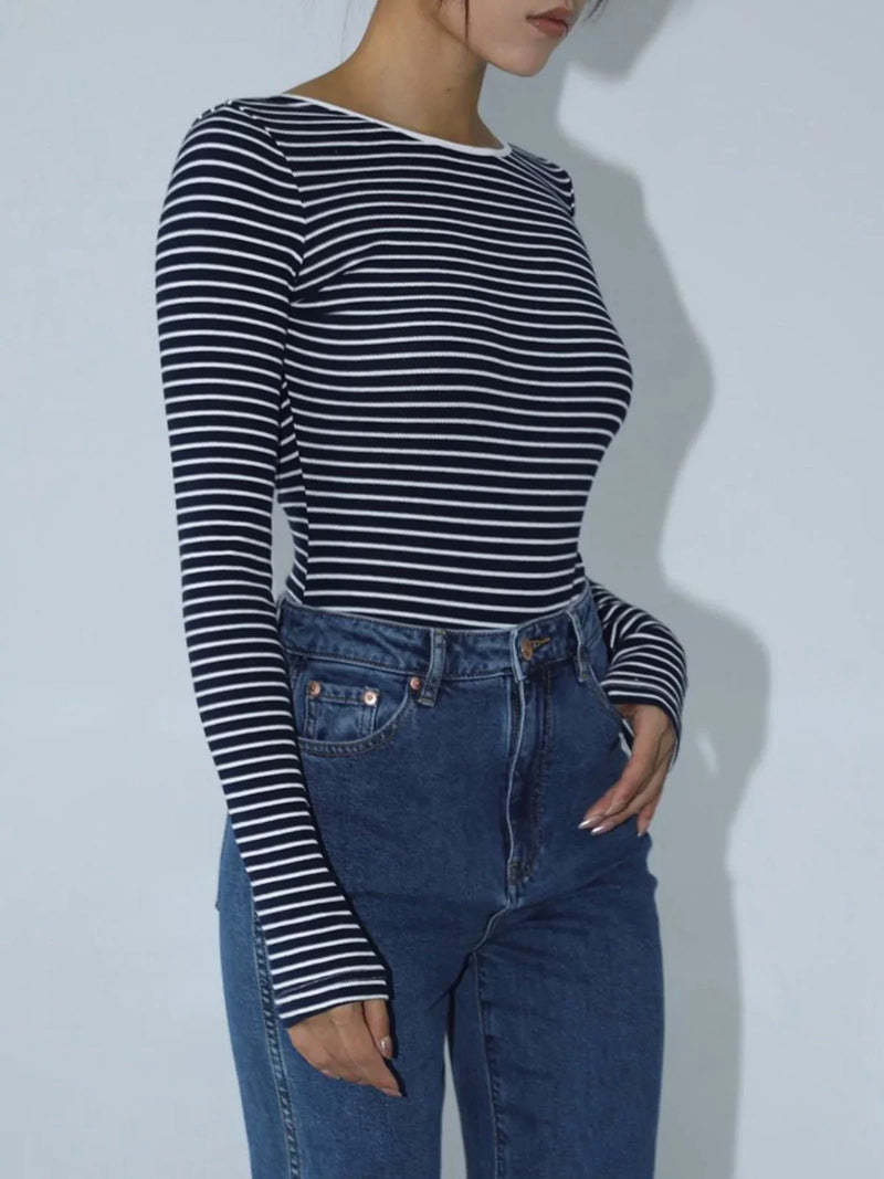 Violette Women's Striped Bodysuit - styled view