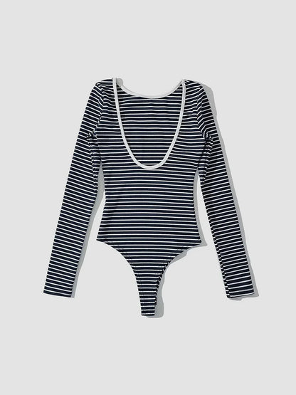 Violette Women's Striped Bodysuit - full-length view