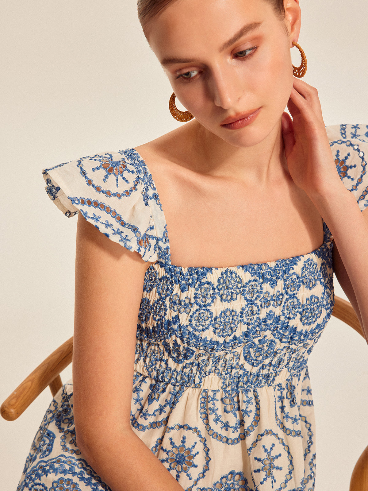 Lena Women's Floral Dress - fabric and finish detail