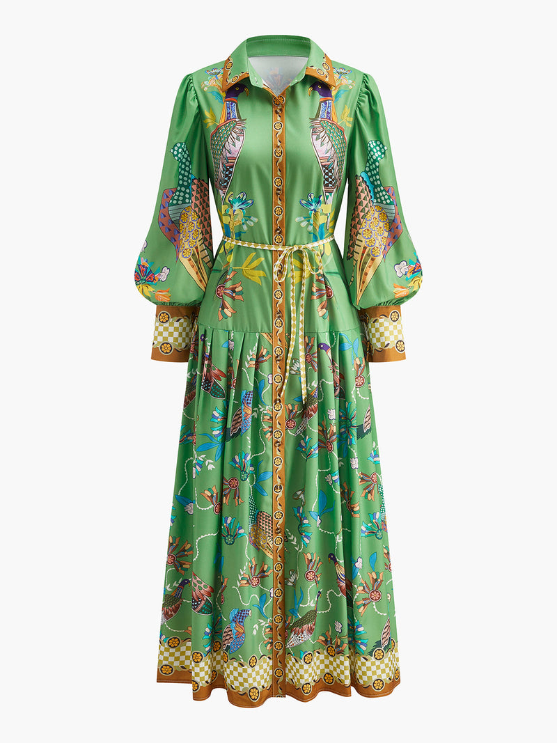 Tallulah Women's Floral Dress | Boho, Belted, Long Sleeve
