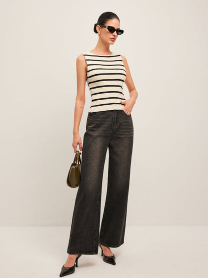 Faye Women's Striped Sweater - back view