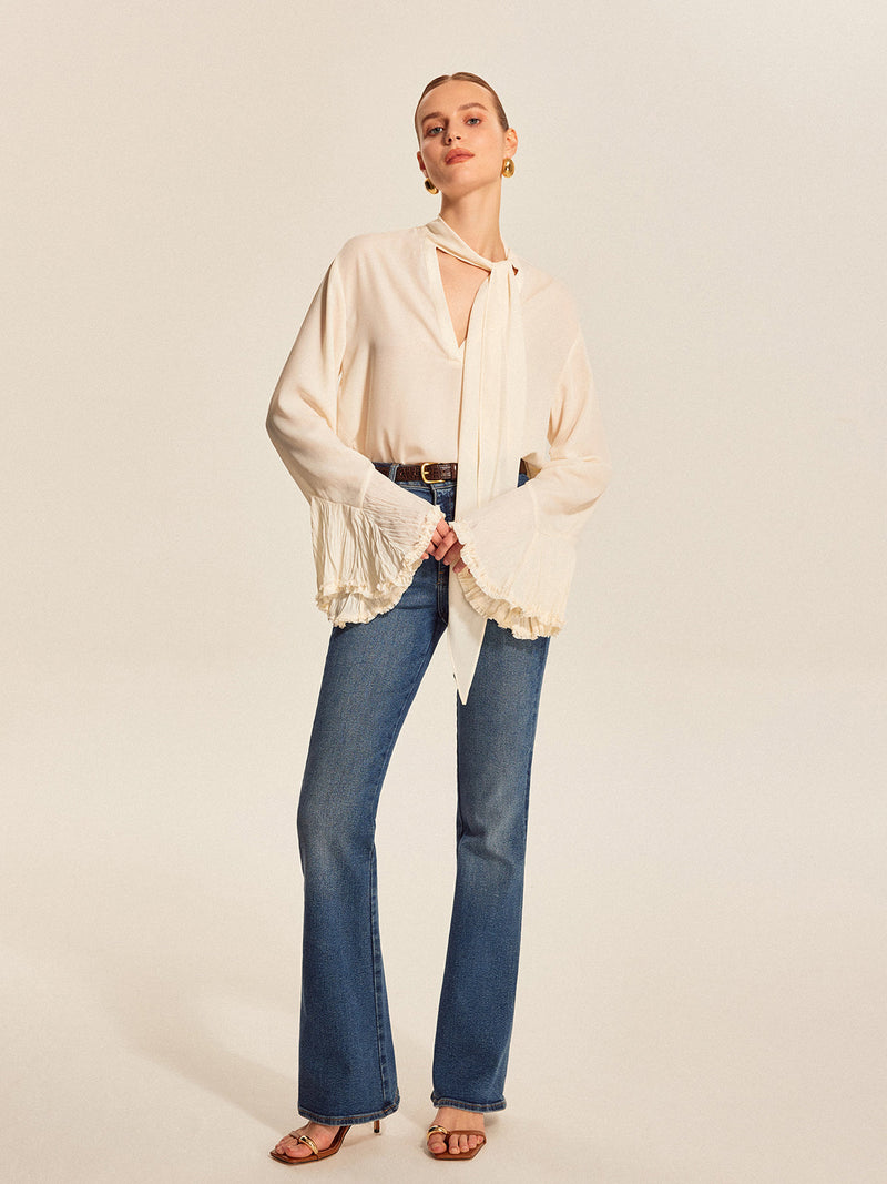 Cleo Women's Pleated Blouse - back view