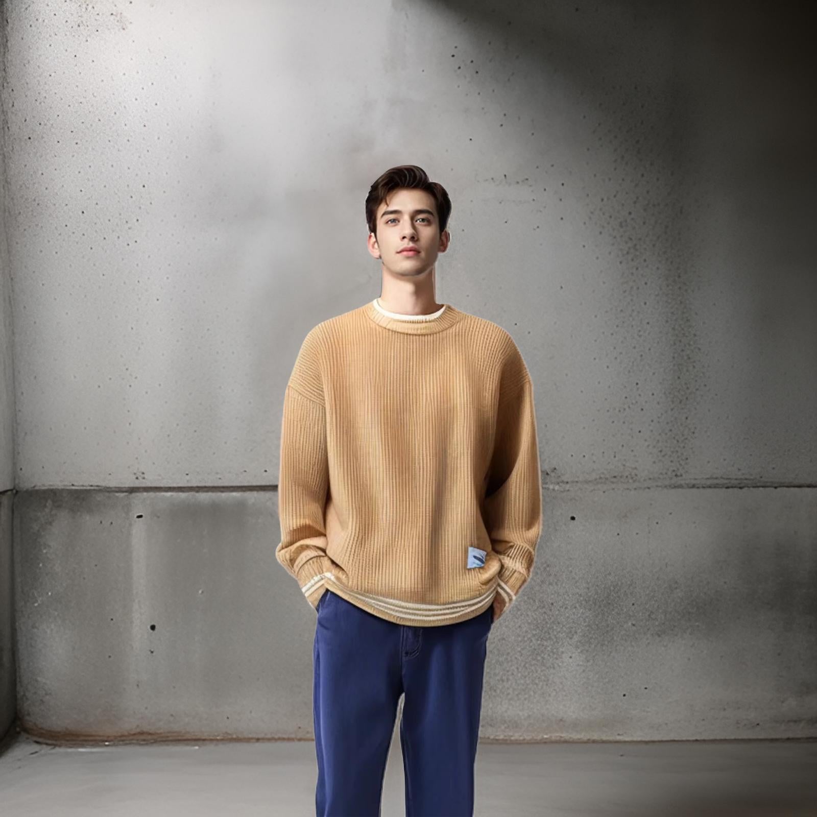 Milo Men's Striped Sweater - flat lay