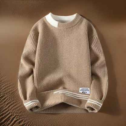 Milo Men's Striped Sweater - fabric and finish detail