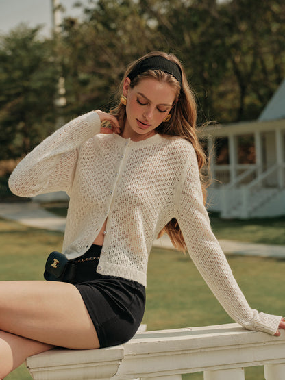 Giselle Women's Crochet Cardigan - styled view