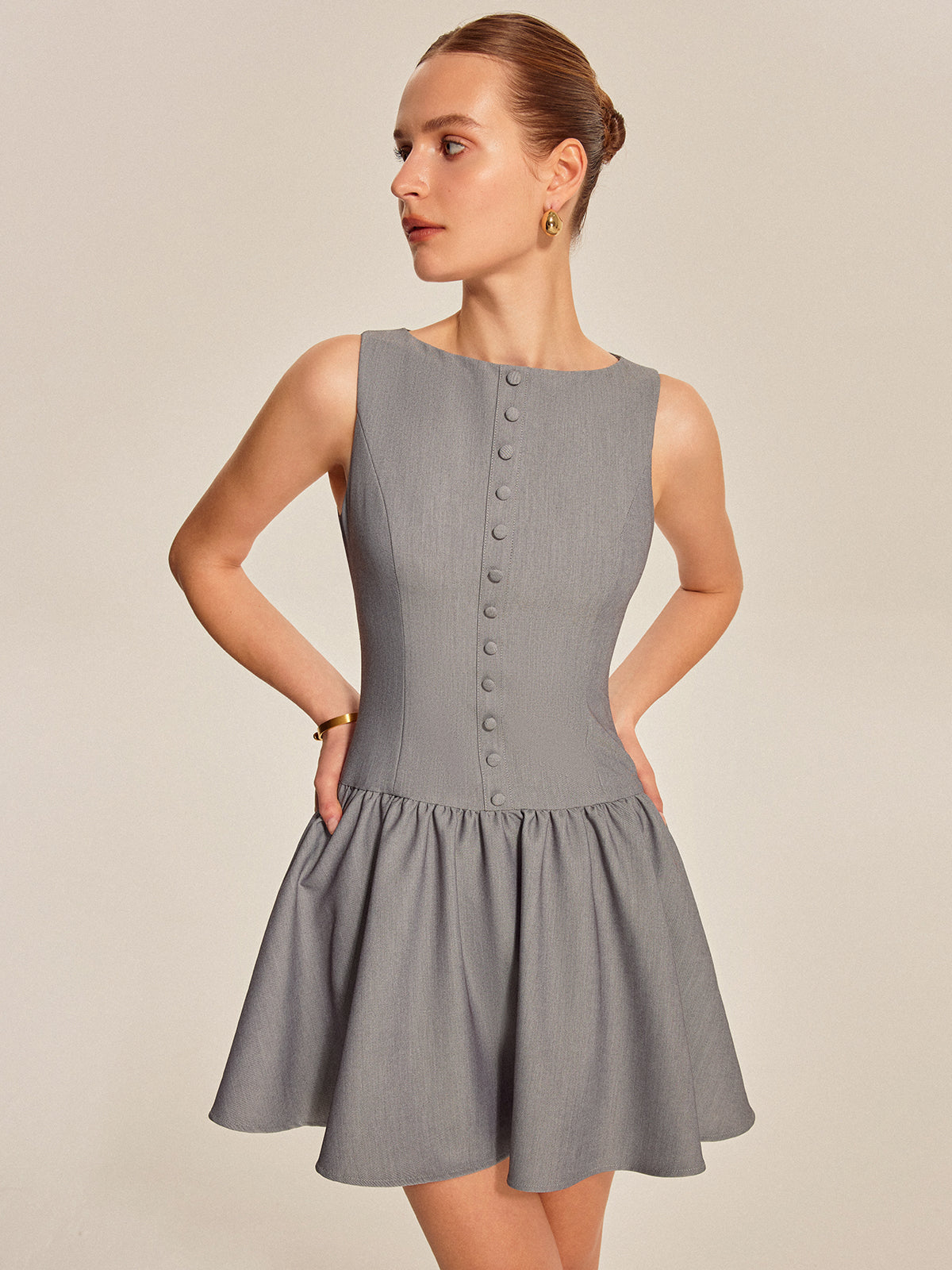 Opal Women's Pleated Dress - fabric and finish detail