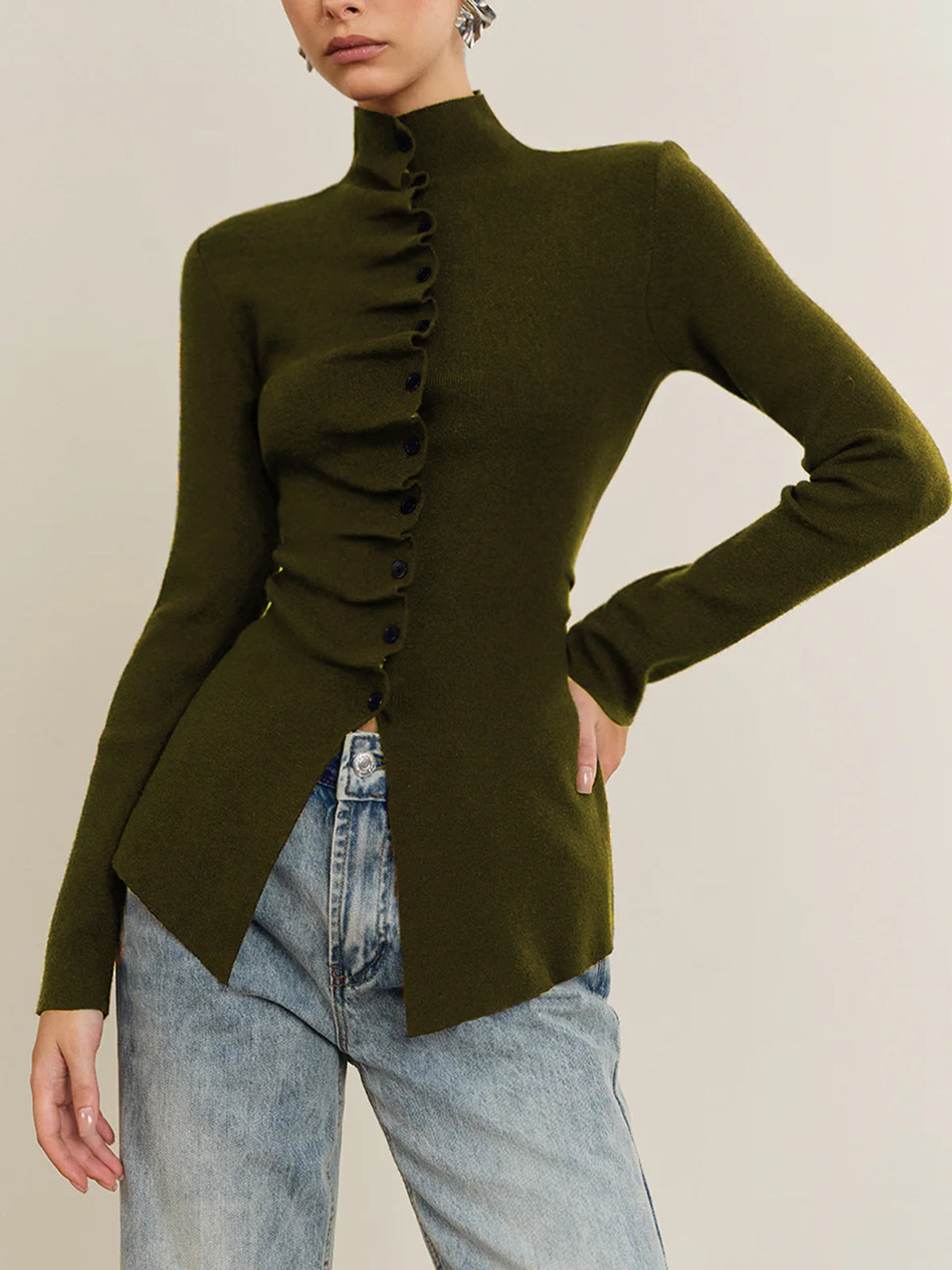 Genevieve Women's Pleated Top - close-up detail