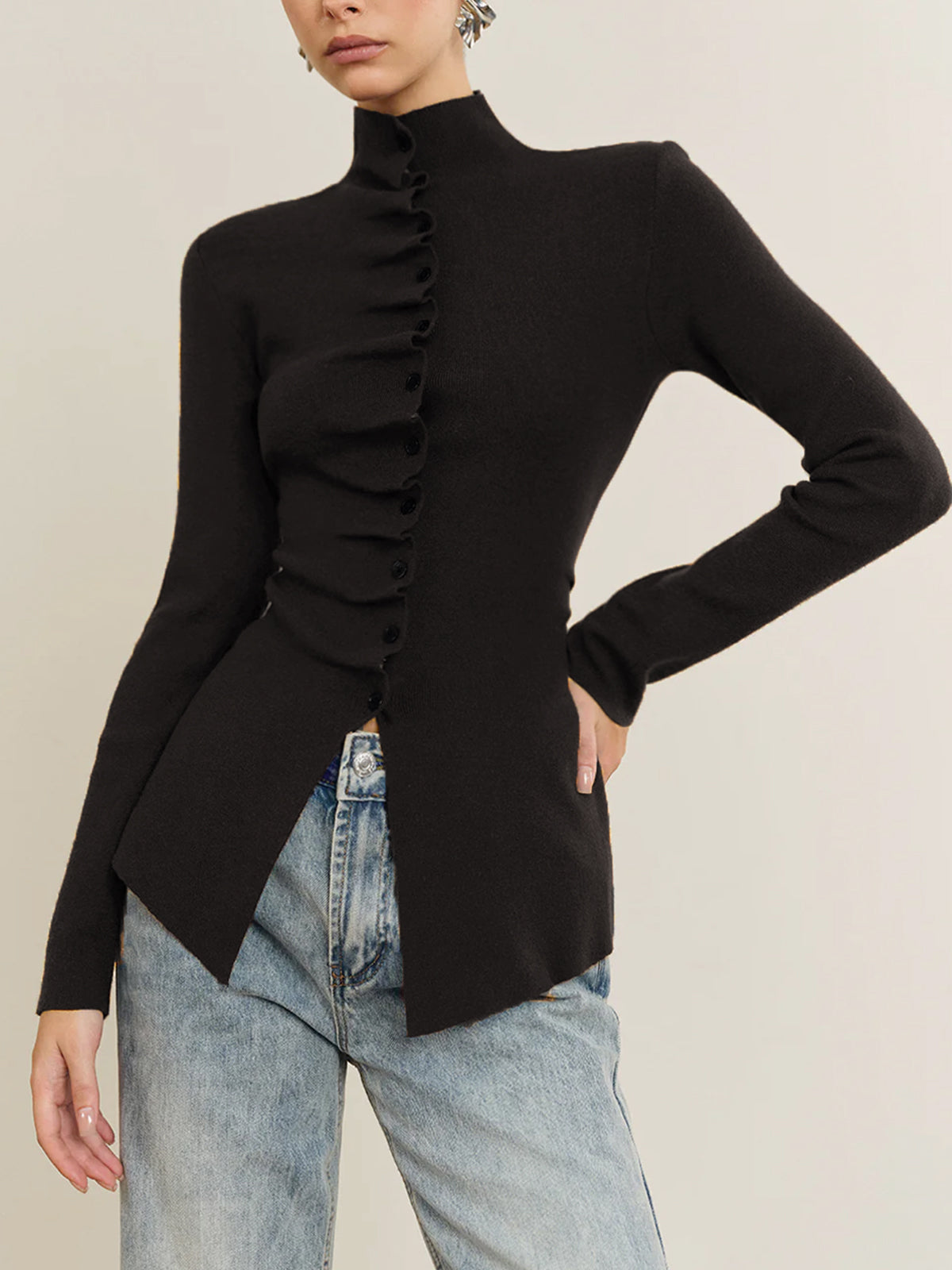Genevieve Women's Pleated Top - flat lay