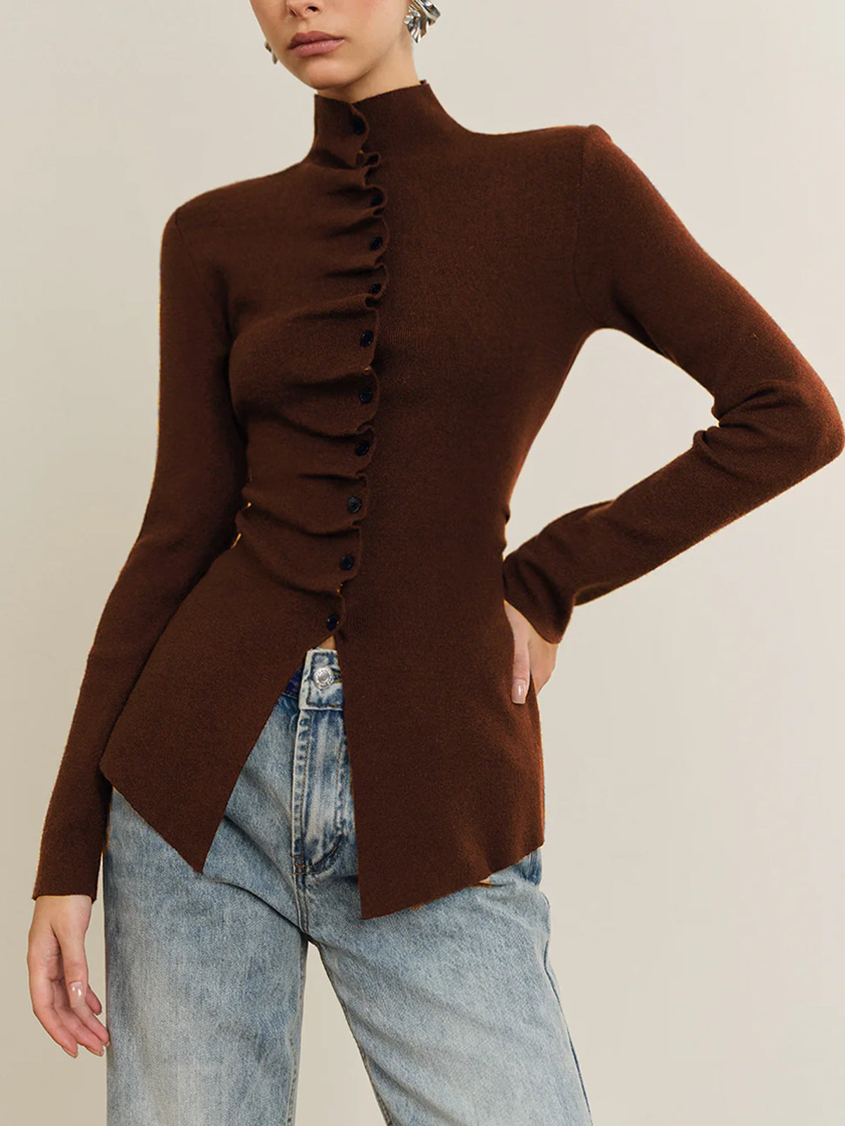 Genevieve Women's Pleated Top - front view