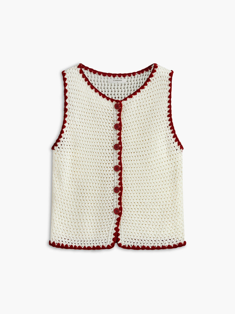 Kaia Women's Crochet Vest - front view