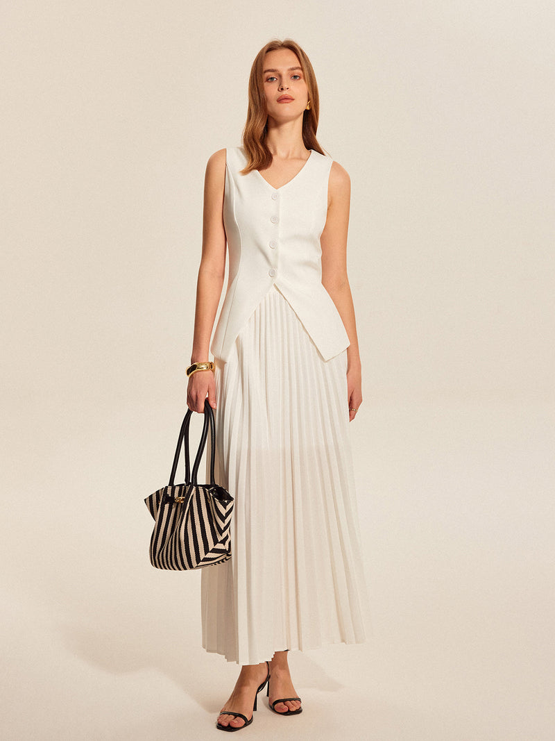 Elena Women's Pleated Skirt - fabric and finish detail