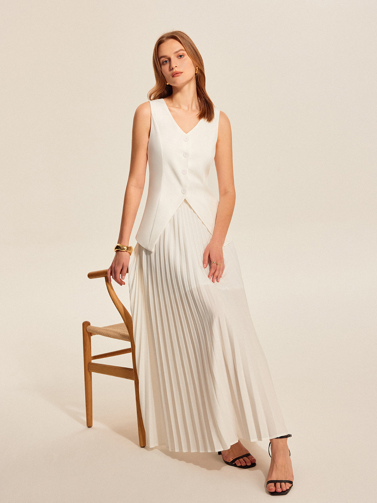 Elena Women's Pleated Skirt - close-up detail