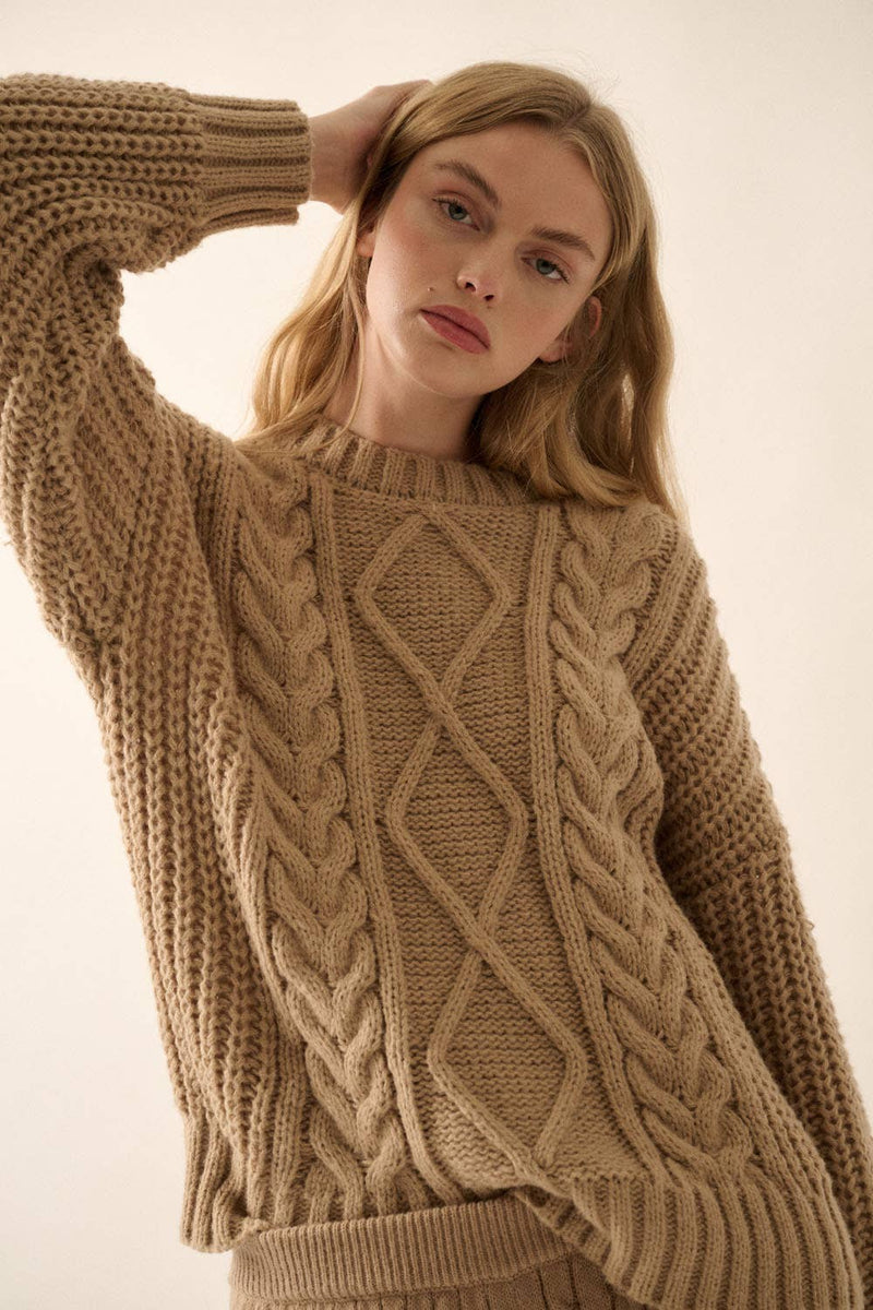 Mira Women's Cable Knit Sweater - styled view