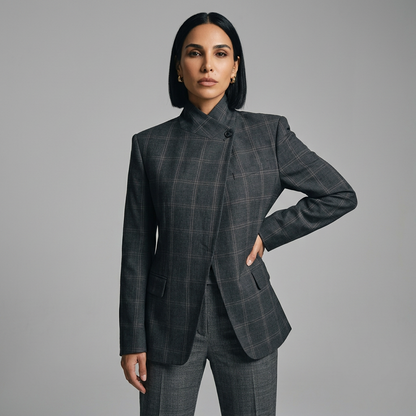 Ivy Women's Oversized Blazer | Irregular Plaid, Casual Style