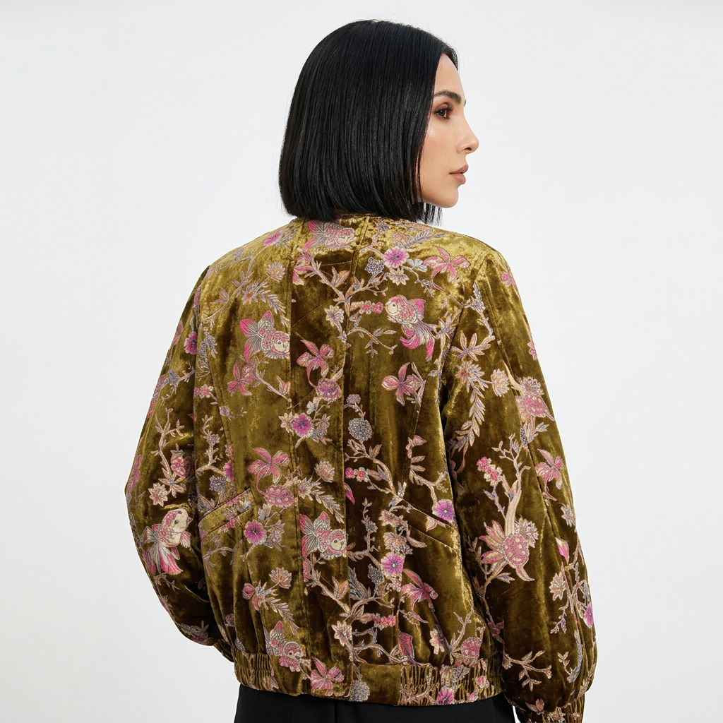 Evelyn Women's Winter Jacket | Gold Velvet, Vintage Style