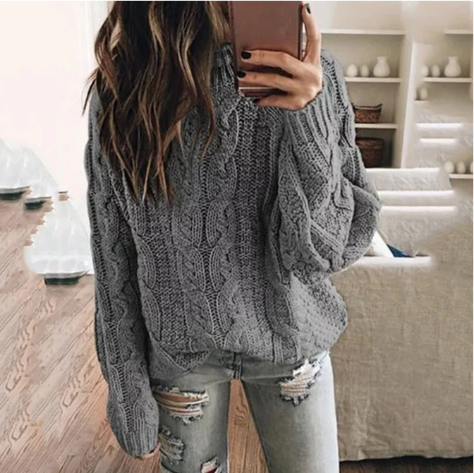 Noor Women's Cable Knit Sweater - fabric and finish detail
