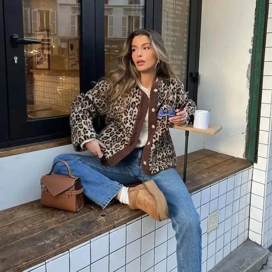 Lila Women's Leopard Cardigan - front view