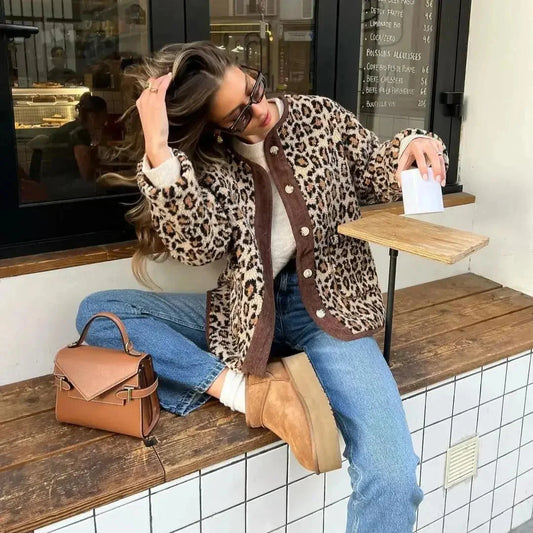 Lila Women's Leopard Cardigan - styled view