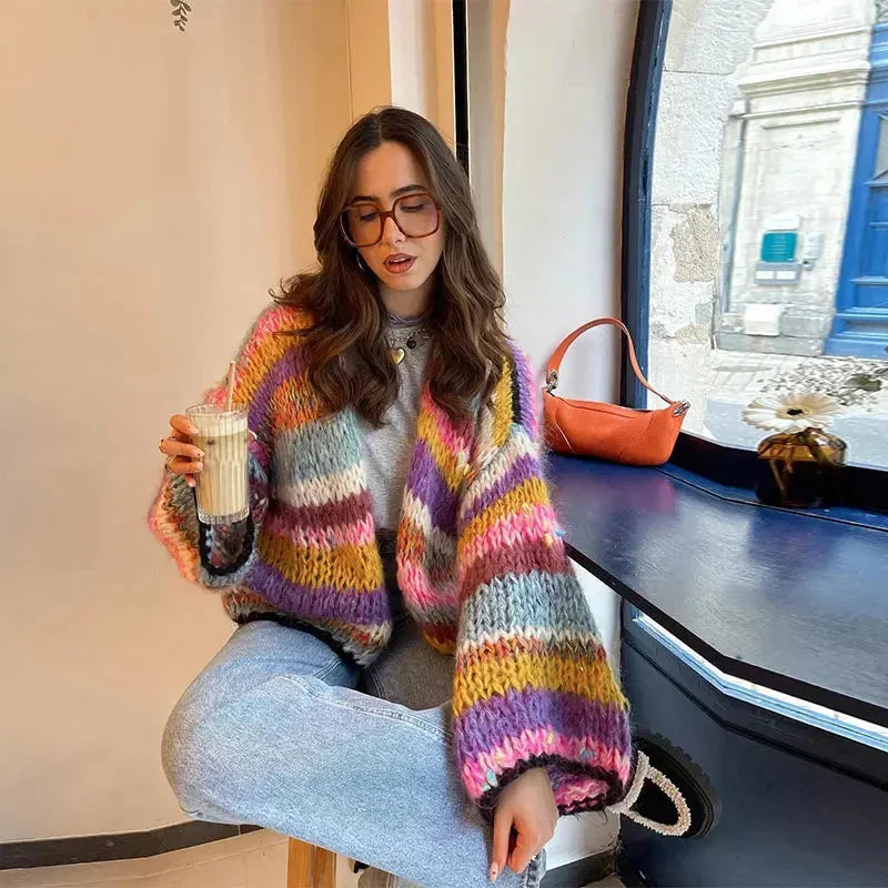 Ulla Women's Striped Cardigan - styled view