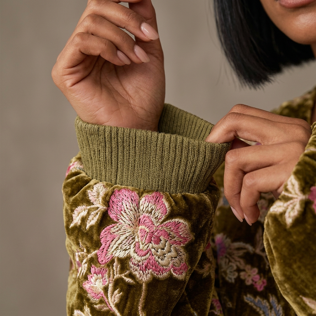 Evelyn Women's Winter Jacket | Gold Velvet, Vintage Style