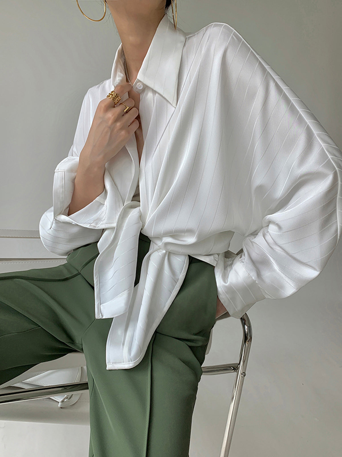 Mira Women's Oversized Shirt - flat lay