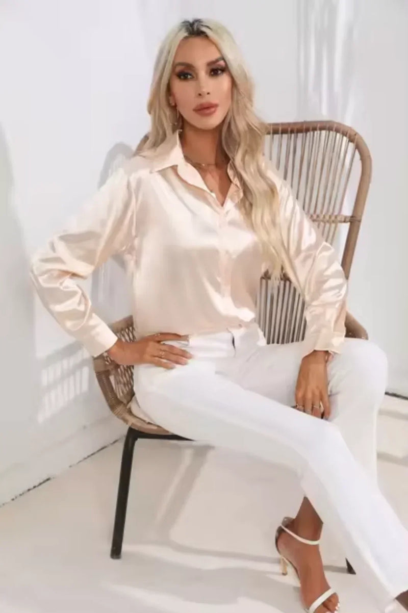 Ivy Women's Satin Blouse - fabric and finish detail