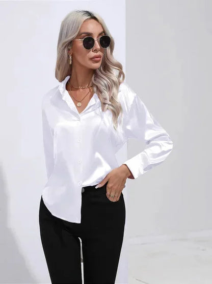 Ivy Women's Satin Blouse - back view
