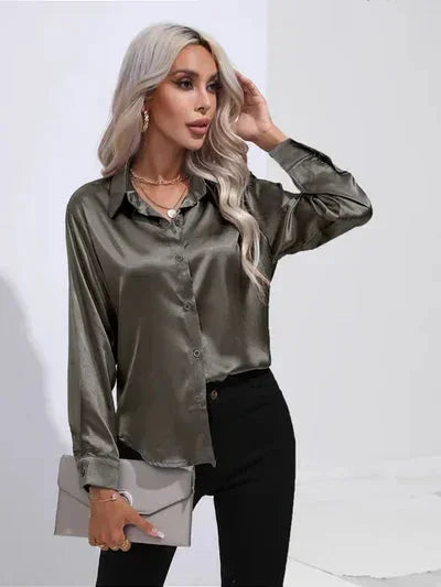 Ivy Women's Satin Blouse - full-length view