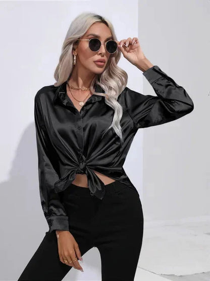 Ivy Women's Satin Blouse - front view