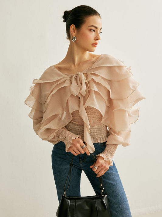 Elena Women's Pleated Top - front view