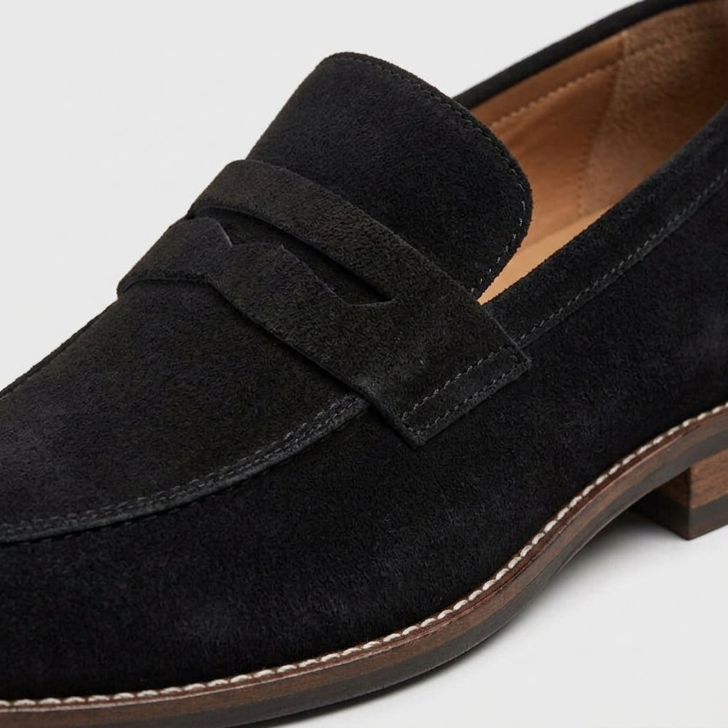 Vance Men's Suede Loafers - fabric and finish detail