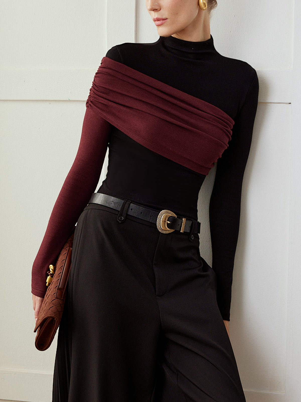 Noor Women's Pleated Top - front view