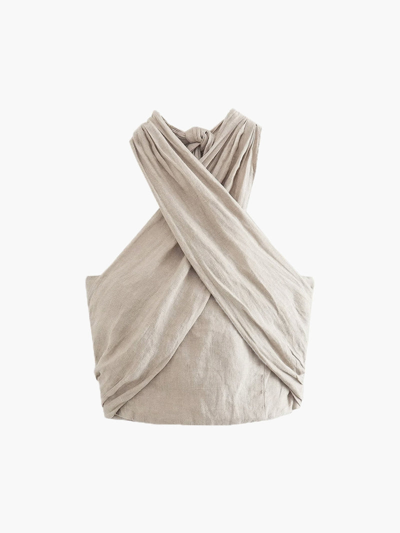 Ruby Women's Linen Tank Top - fabric and finish detail