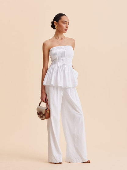 Ulla Women's Pleated Top - fabric and finish detail