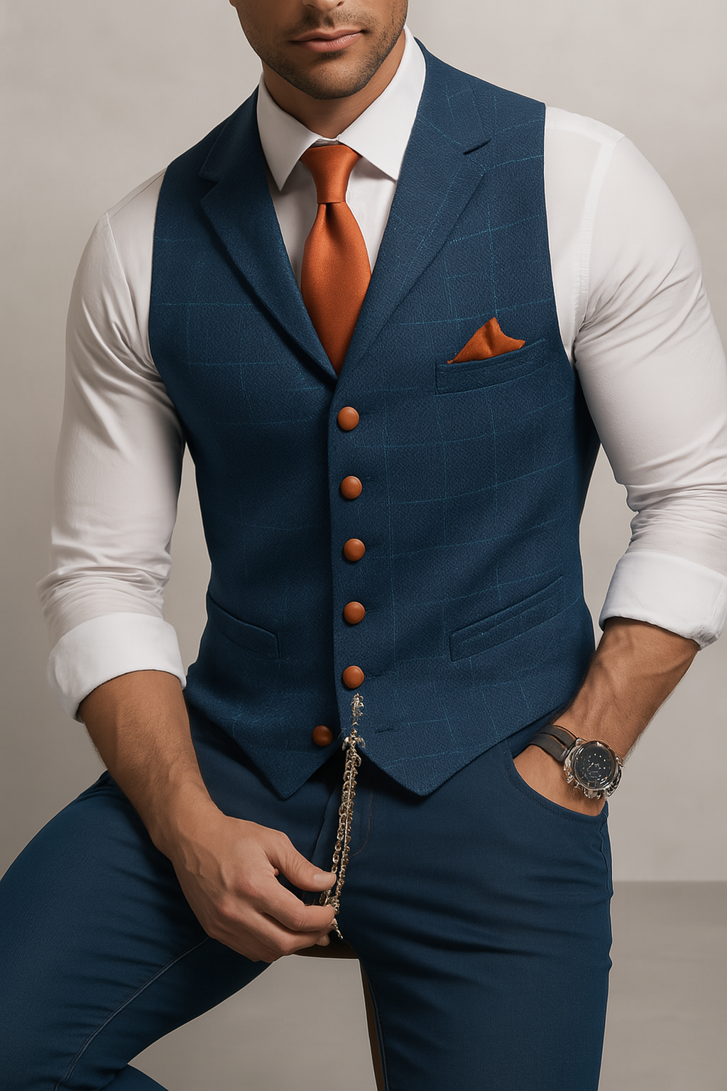 Nico Men's Striped Vest - styled view