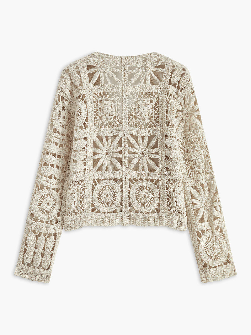 Elena Women's Crochet Cardigan - styled view