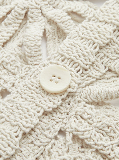 Elena Women's Crochet Cardigan - fabric and finish detail
