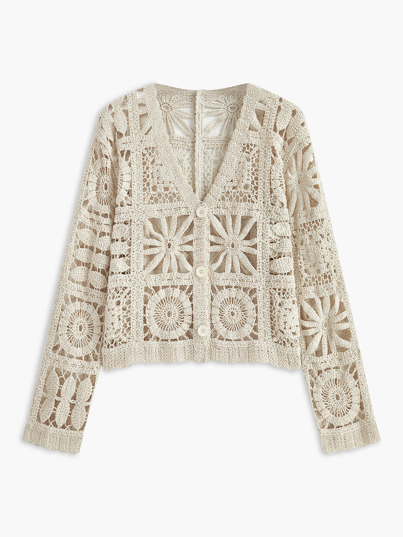 Elena Women's Crochet Cardigan - front view