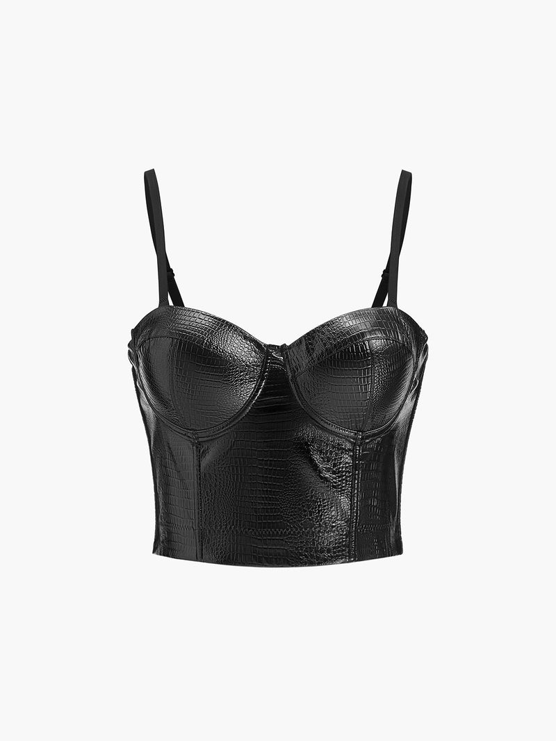 Maya Women's Corset Top | Slim Fit, Faux Leather, Sleeveless