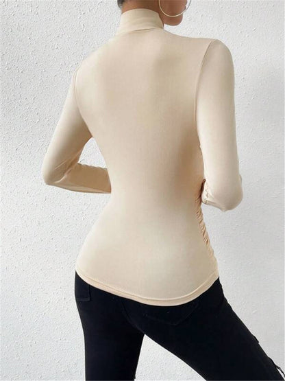 Uma Women's Pleated T-shirt - fabric and finish detail