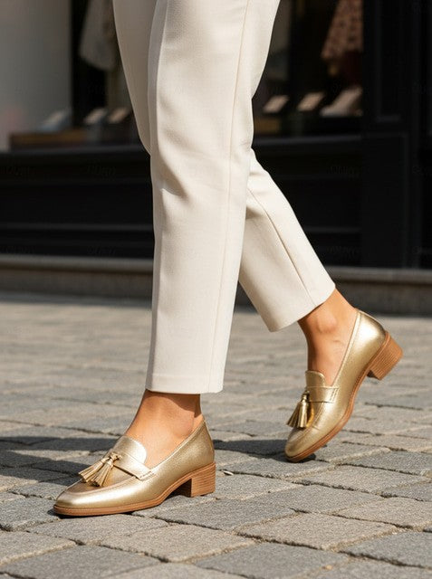 Selma Women's Block Heel Loafers - styled view