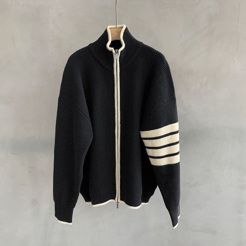 Silas Men's Striped Sweater | Zip