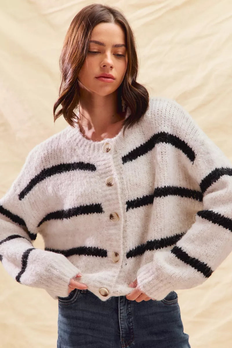 Rosa Women's Striped Cardigan - styled view